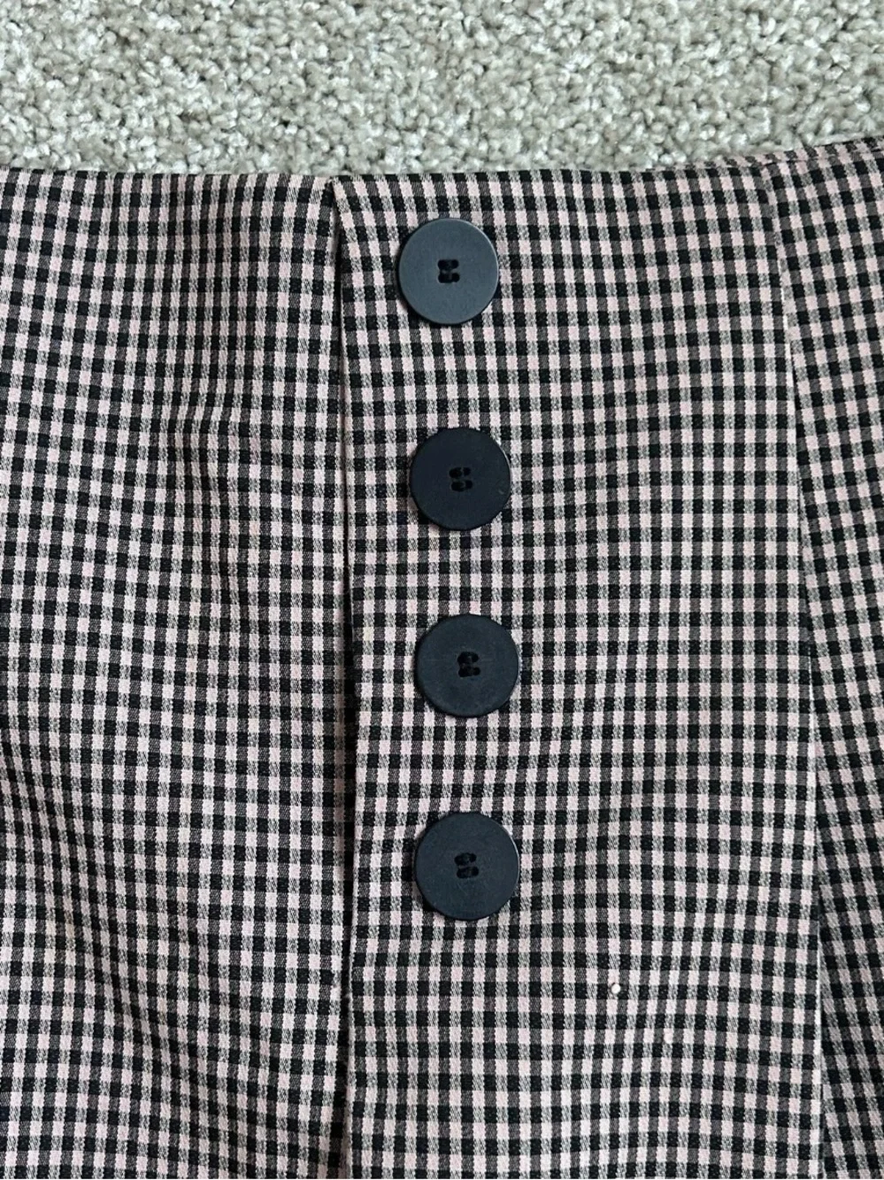 Zara Gingham Plaid Faux Button Skort High Rise Pink Black Size Medium Never Worn - Picture 2 of 7
